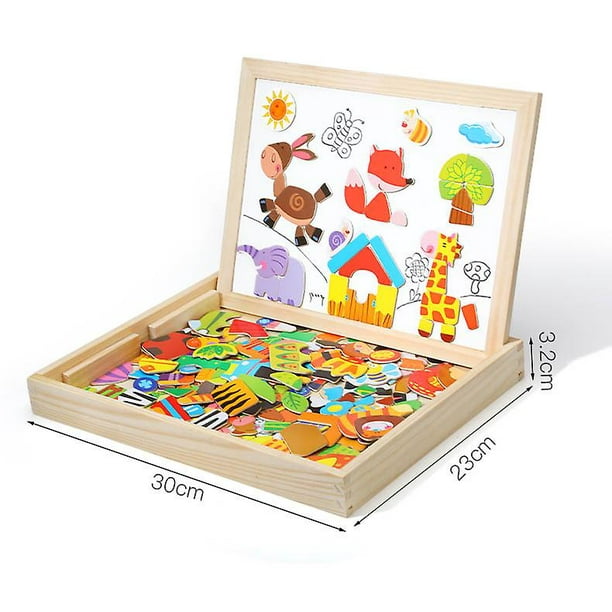 100 + pcs En Bois Multifonction Enfants Animal Puzzle Écriture Magnétique  Planche À Dessin Tableau Noir Apprentissage Éducation Jouets Pour Enfants,,  