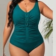 thumbnail image 4 of Women's Plus Size Swimsuit Tummy Control, Fashion Bathing Suits Conservative with Ruched Front, Flattering Solid Color One Piece for Beach Vacation, 4 of 8