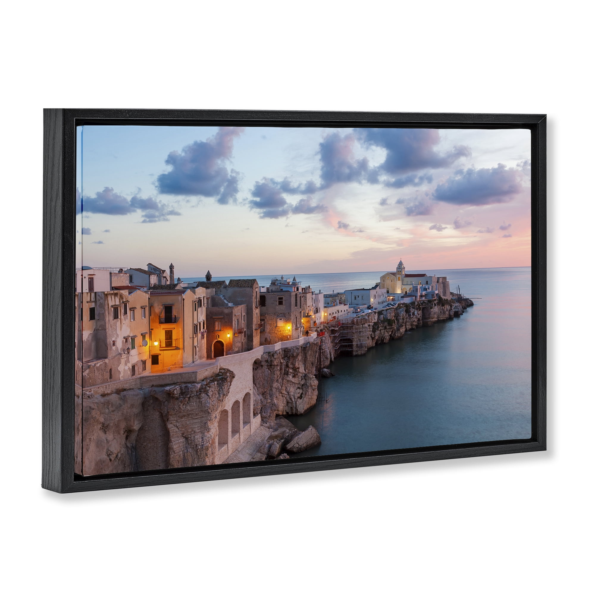 Stupell Industries Coastal City Architecture Cities & Countries Photography Black Floater Framed Canvas Art Print Wall Art, 31 x 21