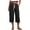 01# Black, variant on Womens Waffle Cargo Capri Pants Drawstring Waist Three Quarter Trousers Multi Pocket Cropped Jogger Sweatpants Black S