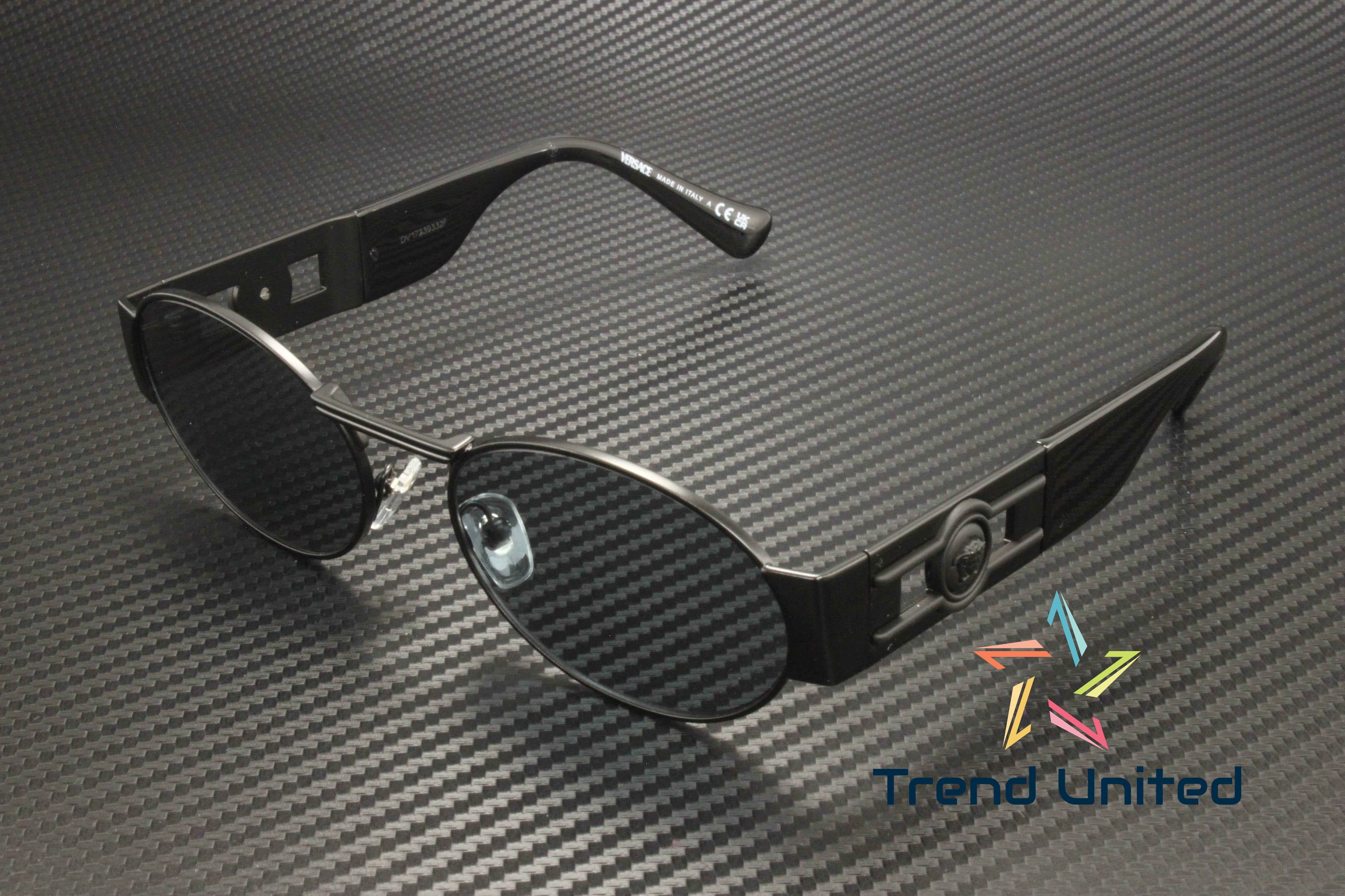 Versace ICONIC VE 2264 Metal Unisex Oval Sunglasses Matte Black 56mm Adult