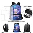 thumbnail image 6 of Uourmeti Durable 17 Inch School Backpack, Durable Fabric Adjustable Comfort Shoulder Adjustable Comfort Straps Student Bookbag, Axolotl Galaxy Pattern, 6 of 6