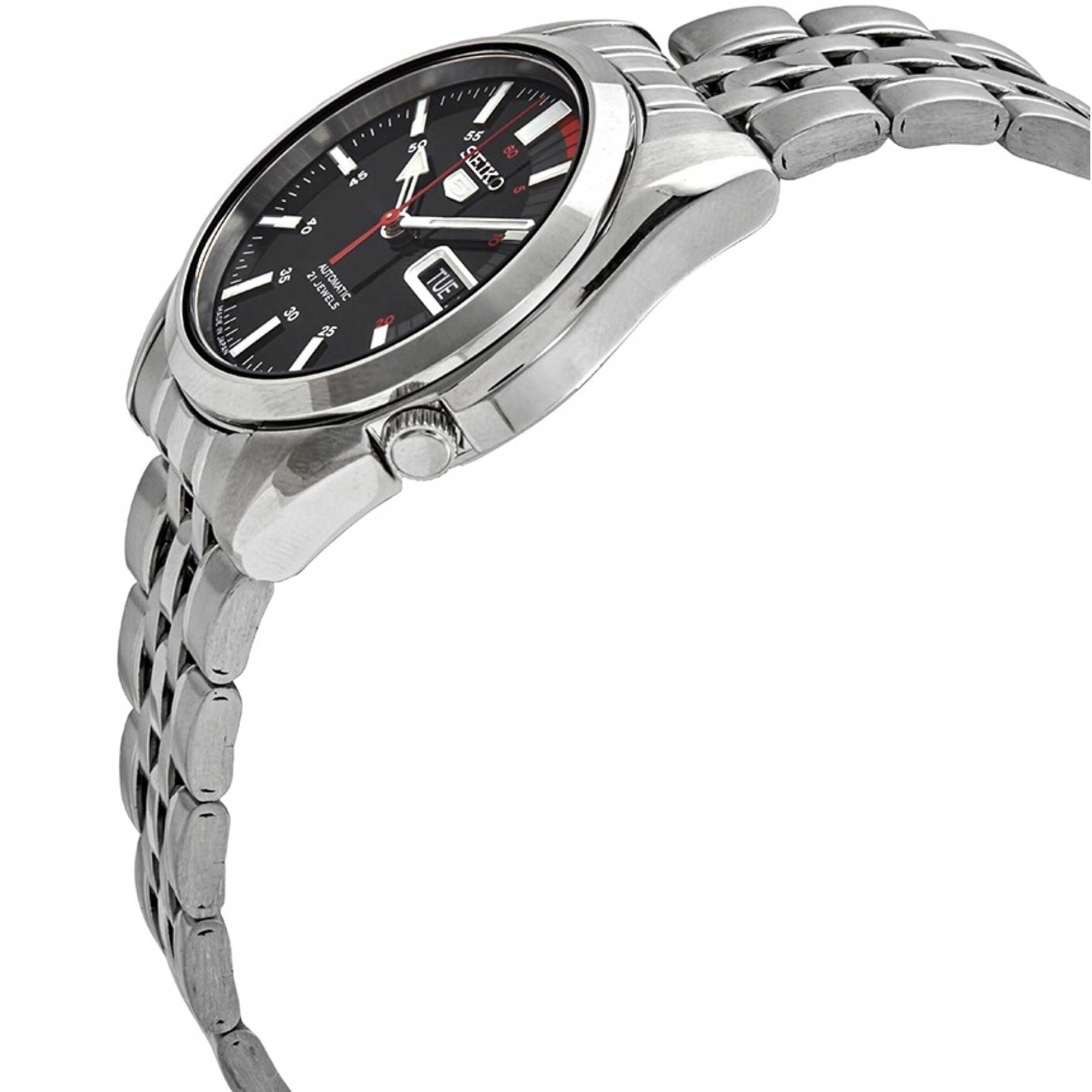 Seiko SNK375J1 Men s Series 5 Black Dial Bracelet Automatic Watch Walmart