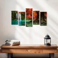 thumbnail image 2 of Elephant Stock Red Waterfall Wall Art - Horizontal Multi Panel Canvas - Living Room Wall Decor - Nature Multi Panel - Brown And Teal Decor - 25" x 12", 2 of 4