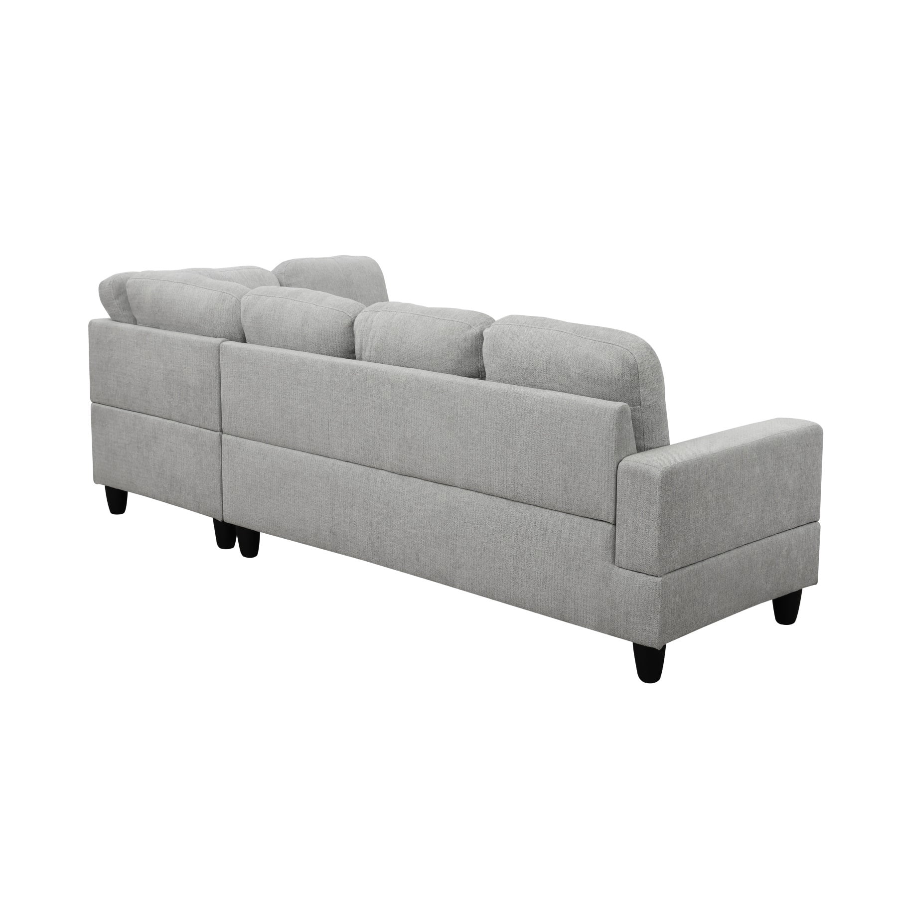 Hommoo 2-Piece Flannel Living Room Furniture Set, L-Shaped Sectional Couches and Sofa Set, Right Side, No Ottomans,Light Gray