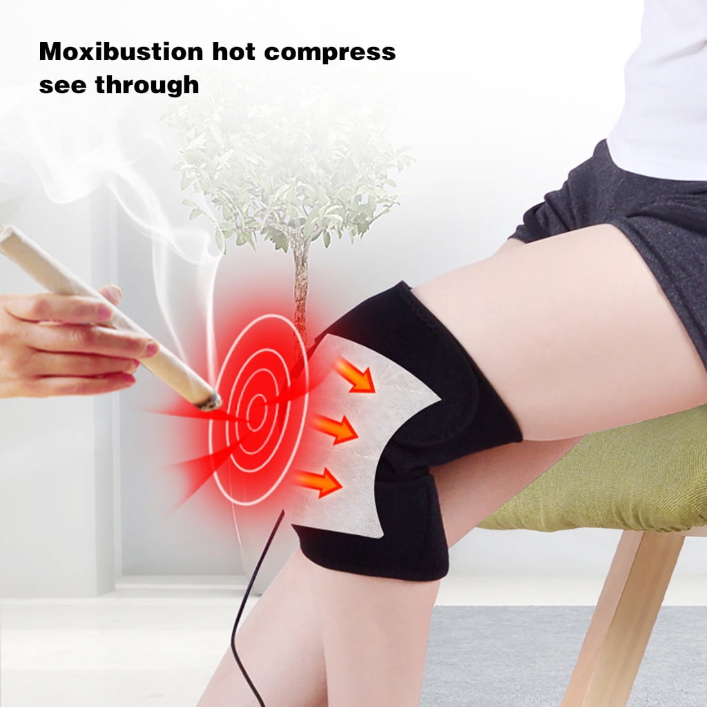 LHWEN Therapeutic Heated Knee Brace Wrap with Warm Massage and Adjustable Compression Electric Heating Pad for Knee and Discomfort Ideal for Fitness Yoga and Outdoor Activities USB Powered Neoprene