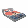 thumbnail image 3 of Ambesonne Nautical Fitted Sheet & Pillow Sham Set, Sea Waves at Sunset, Twinxl, Red Blue Yellow, 3 of 3