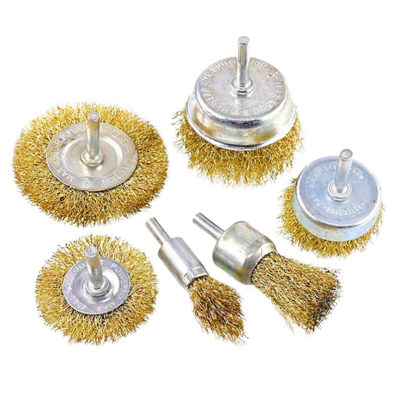 ApplianPar 1/4 Inch Shank Brass Coated Wire Brush Wheel Drill Cup Brush Set 3 Sizes for Removal of Rust Corrosion Paint Pack of 15