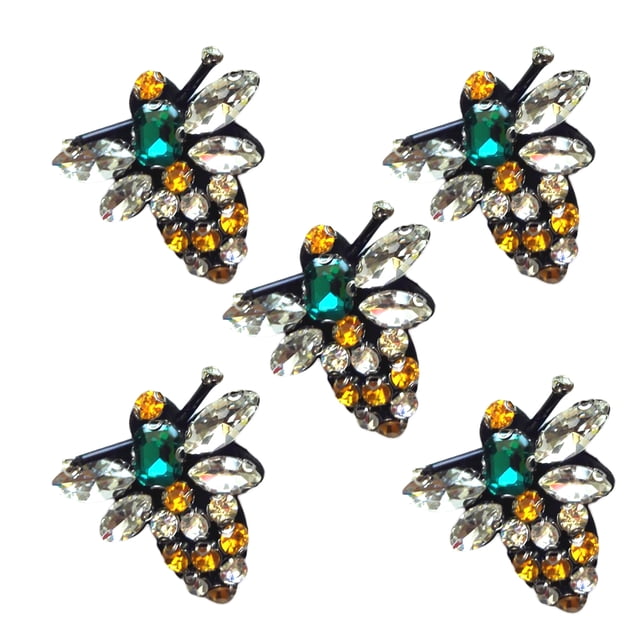 Miangastore 5Pcs Rhinestone Bees Patches For Dresses And Jeans Insect Sock Embellishments For Thanksgiving