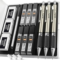 Nicpro 0.7 mm Art Mechanical Pencil Set in Storage Case, 3 Pcs Metal Drafting Pencil Lead Pencil with 6 Tube HB Lead Refills, 3 Erasers, 9 Pcs Eraser Refills for Artist Writing, Drawing, Sketching
