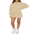 thumbnail image 1 of PENGXIANG Casual Solid Color Hooded Sweatshirt and Loose Shorts Set for Women, 1 of 9