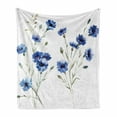 thumbnail image 1 of Vintage Blue Soft Flannel Fleece Blanket, Bundles of Blue Carniation Flowers with Tiny Buds Watercolor Design, Cozy Plush for Indoor and Outdoor Use, 60" x 80", Violet Blue and Khaki, by Ambesonne, 1 of 6