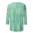 thumbnail image 5 of Uaswgudfs ​Women's 3/4 Sleeve Round Neck T-Shirt: Floral Abstract Accents & Lightweight Fabric for Casual Summer BlousesGreenL, 5 of 7