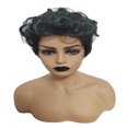 thumbnail image 3 of human hair wigs for women Fsahion Wavy Natural Short Wig Parting Curly Black Wigs Synthetic wig Adult Female Costume Wigs Toupees, Black, 3 of 9