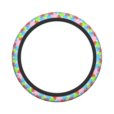 XMXY Car Steering Wheel Cover, Colorful Love Lines Non-Slip Jeep Truck Universal Elastic Steering Wheel Protector 15 inch