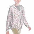 thumbnail image 2 of Cauagu Floral Print Sun Protection Jacket for Teen,Full-Zipper Long Sleeve Sun Shirts with Pockets UV Hoodie Shirts Outdoor Athletic Jacket-Medium, 2 of 7