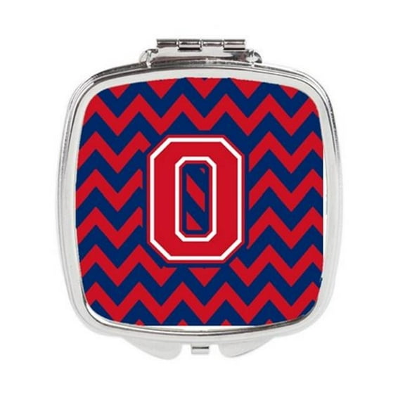 Letter O Chevron Yale Blue & Crimson Compact Mirror - Yale Blue & Crimson