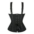 thumbnail image 3 of Women Corset with Straps Floral Jacquard Corset Gothic Corset Top Plus Size Shoulder Straps Tank Overbust Corset Bustiers Black XL, 3 of 5