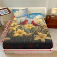 thumbnail image 3 of Jiueut Cardinal Lily Print Twin Size Bed Sheet Set of 3, Easy to Clean Bedroom Sheet Set Standard Comfortable Pillow Case for Women Men, 3 of 7