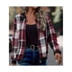 thumbnail image 4 of Chaquetas de Mujer Informales con Cremallera, de Franela A Cuadros, Larga, Holgadas, Ideales para Otoño. Rojo Vino XXL, 4 of 7