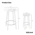 thumbnail image 7 of 3 Piece Counter Height Dining Set, Paproos 23" Round Bar Table and 2 Leather Upholstered Bar Stools, Pub Table with Wood Grain Tabletop, Industrial Bar Table Set for Kitchen Breakfast Nook, White, 7 of 7