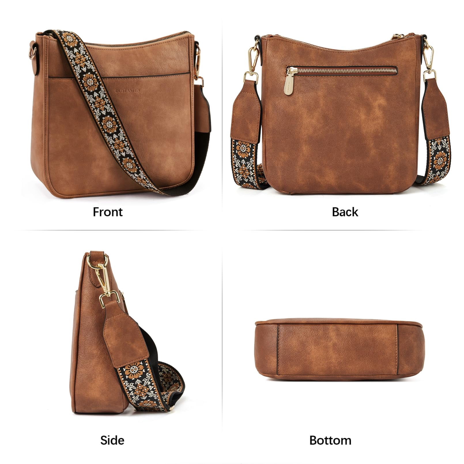 Crossbody Bags for Women Trendy Vegan Leather Hobo Purses Shoulder Handbags Wide Shoulder Strap
