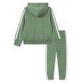 thumbnail image 2 of LittleSpring Little Girls Jogger Set 2 Piece Outfits Athletic Tracksuit Zip Up Hoodie Sweatshirt and Sweatpants Green 5T, 2 of 6