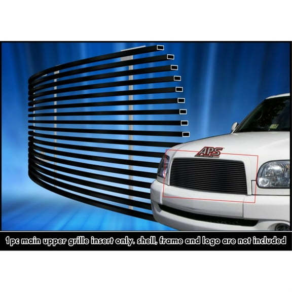 2003-2006 Toyota Tundra Stainless Steel Black Powder Coated Finish 8X6 Horizontal Billet Black Stainless Steel Billet Grille