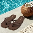 thumbnail image 2 of Womens Square Flip Flops, Patent Leather Flat Sandals with Memory Foam Insole, Non-Slip Lightweight Minimalist Open Toe Summer Vacation Dressy Beach Essentials Slippers, 2 of 7