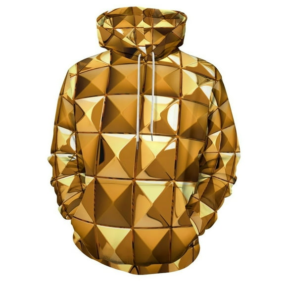 POBUDS Hoodie, Regular Fit Sporty Pullover Hooded Sweatshirt for Men Women Golden Metallic S