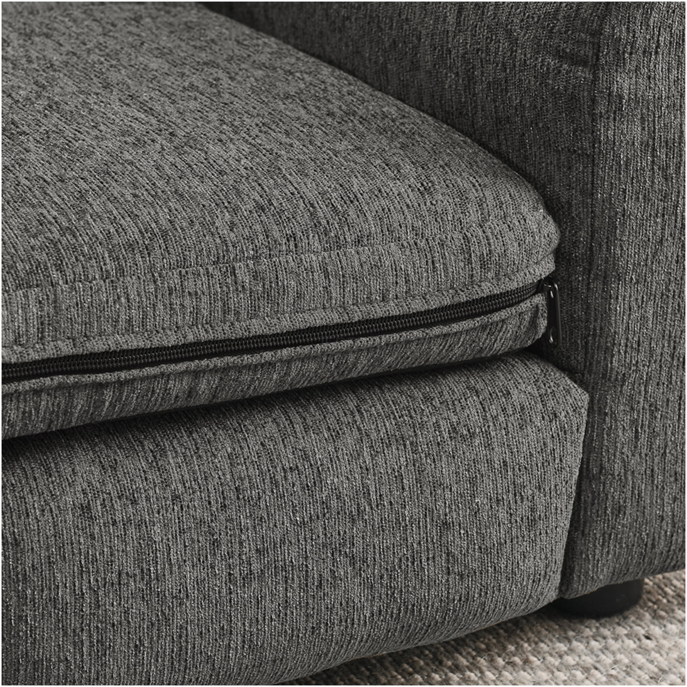 JERFIT Elevated Dog Bed for Large Dogs, Orthopedic Foam Sofa Bed with Backrest & Armrests, Breathable Linen Fabric Pet Bed, Supports up to 130lbs, Modern Furniture Design, Dark Grey
