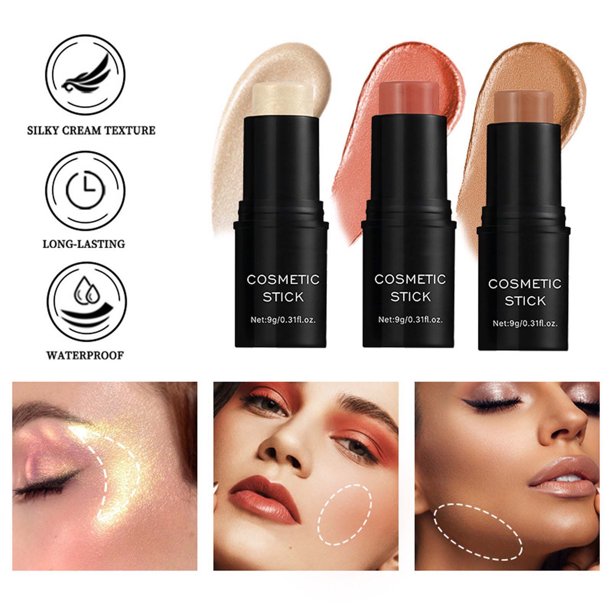 Traje de tres piezas para reparación facial, brillo facial, polvos, rubor, reparación facial, cuidado personal.