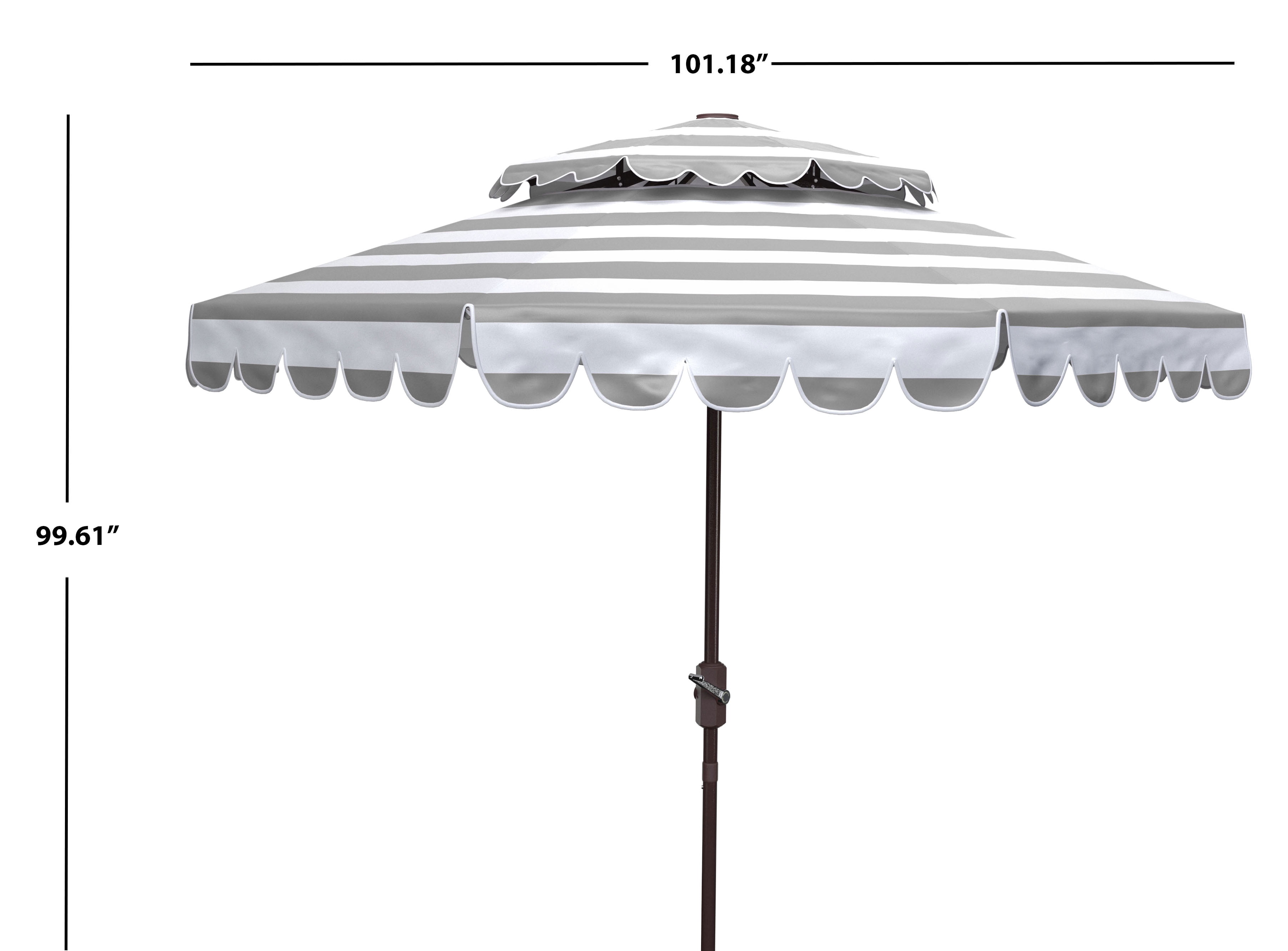 Safavieh Vienna 9' Market Crank Double Top Patio Umbrella, Grey/White