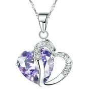 Katgi Fashion Austrian Violet Crystal Heart Shape Pendant Necklace, 18" Chain