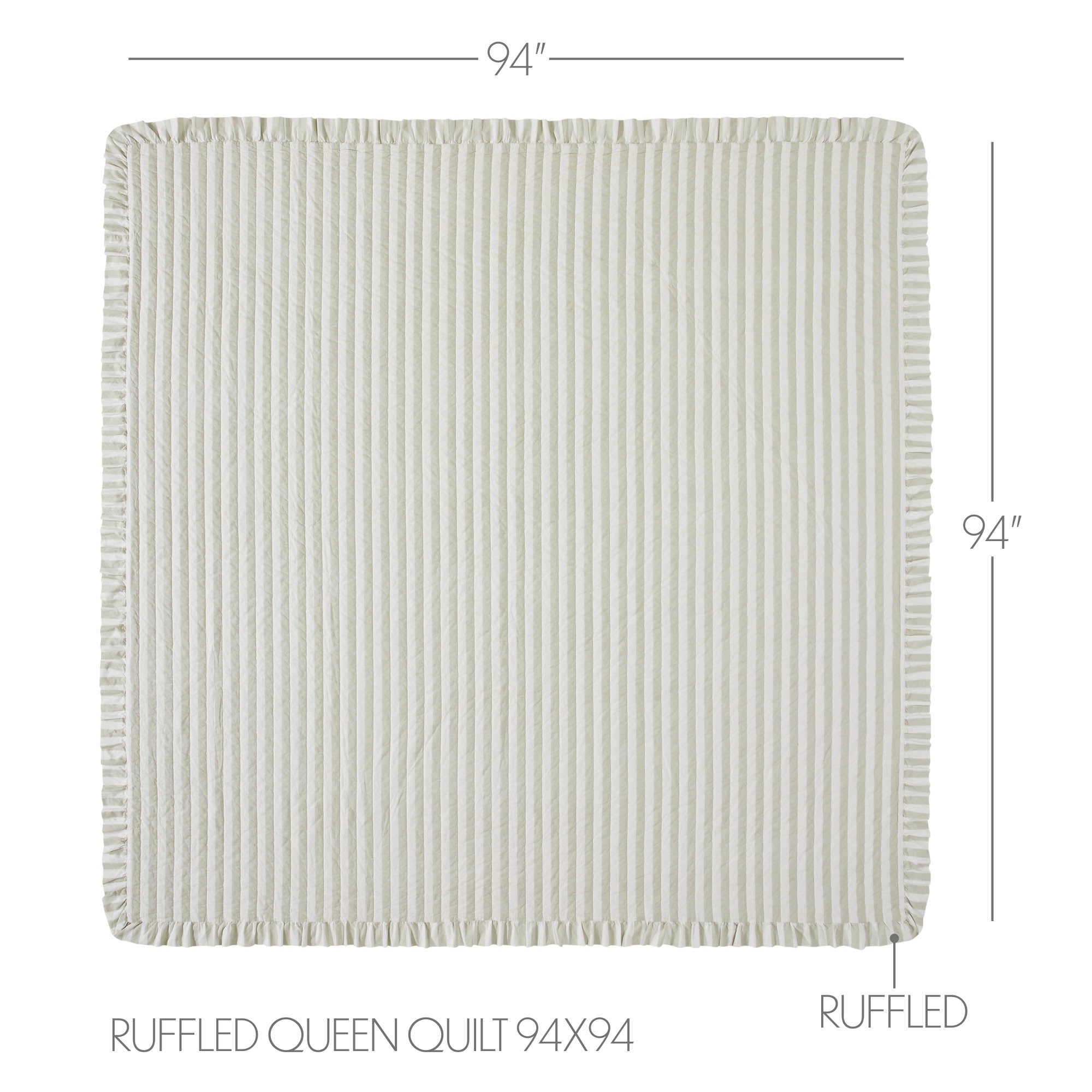 VHC Brands Finders Keepers White Cotton Striped Pattern Quilt, Queen