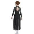thumbnail image 5 of Doomiva Kids Girls Long Sleeve Lyrical Dance Dress Contemporary Dance Dress Flowy Sheer Mesh Maxi Skirted Leotard Black 6, 5 of 7