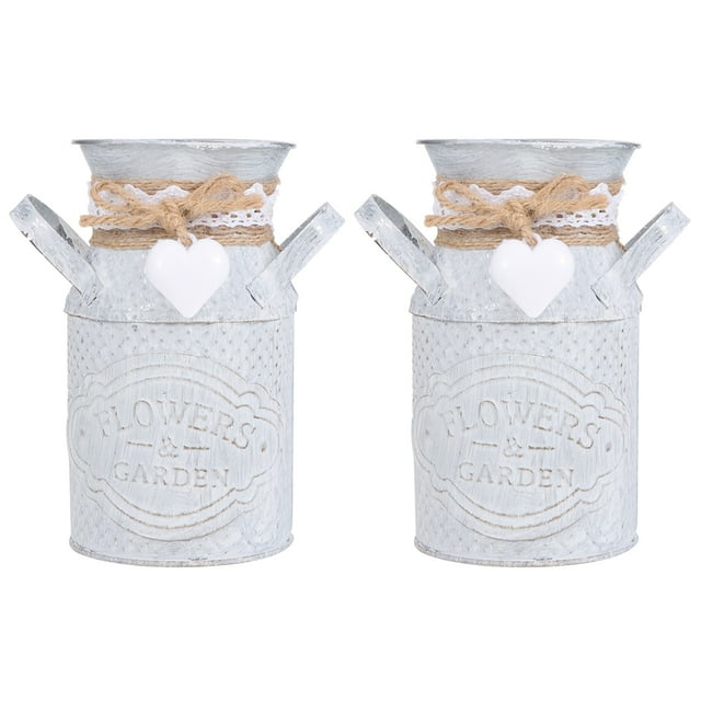 Miangastore 2pcs Iron Flower Bucket Country Style Flower Planter Flower Holder Plant Bucket