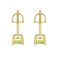thumbnail image 4 of 14K Solid Gold Screw Back Stud Earrings for Women | 1 cttw Emerald Cut Natural Peridot | Yellow Gold, 4 of 5