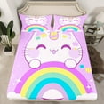 thumbnail image 2 of Manfei Cute Cat Kitten Full Size Sheets, Dreamy Cloud Rainbow Bed Sheets, Cartoon Kawaii Animal Sheet Sets, Super Cozy Room Decor, 4-Piece, 2 of 7
