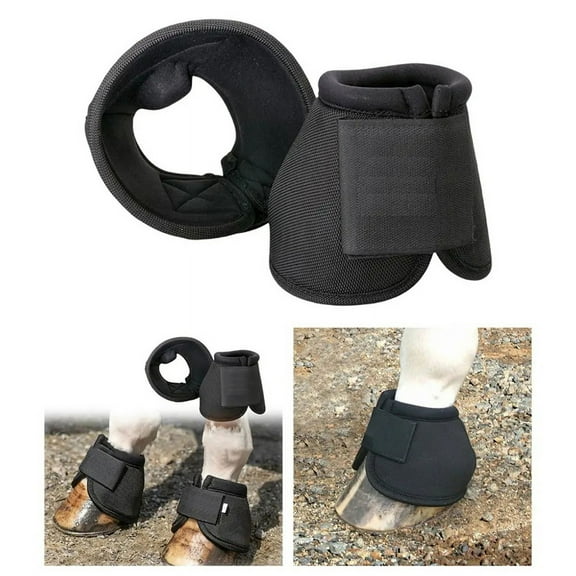 Horse Bell Boot Equine Hoof Boot Quick Drying & Comfort Heavy Duty Protection Equestrian Accessories Equipment,2 * Horse Rubber Bell Boots,Black