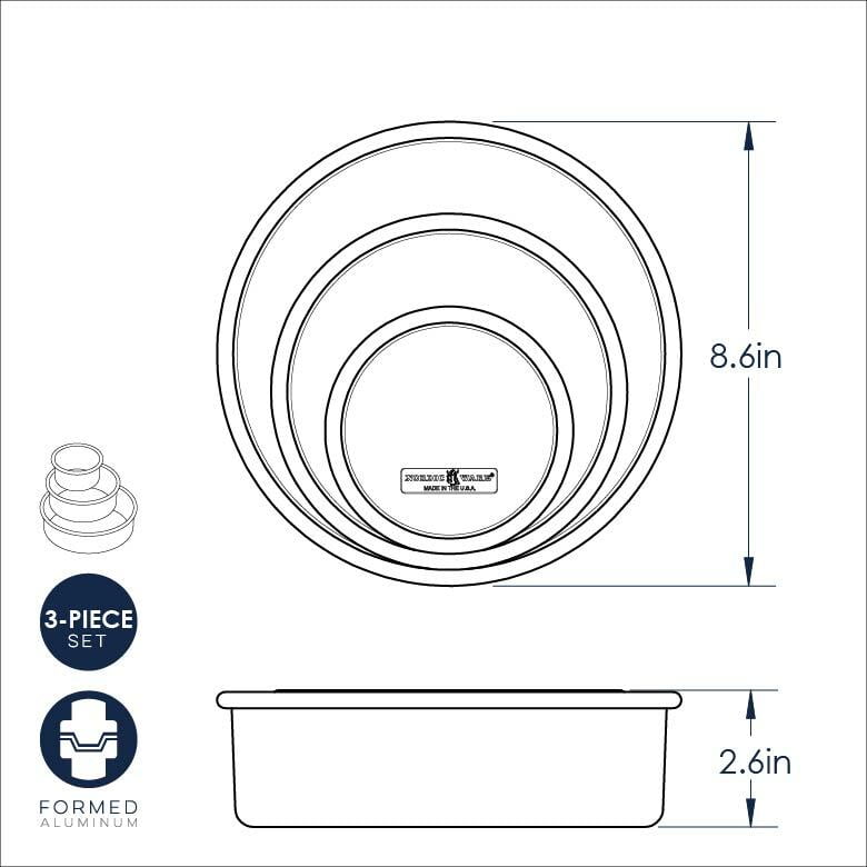 Nordic Ware 3pc Round Cake Pan Set; 8", 6", 4"