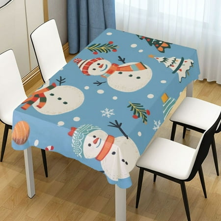 

ALAZA Christmas Snowman Trees Rectangle Tablecloth Tablecover Dinning Table Cloth 60 x60