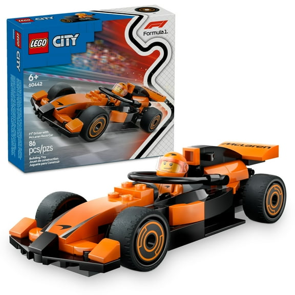 LEGO City F1 Driver with McLaren Race Car Toy - Model Car Building Toy Kit for Kids, Boys and Girls, Ages 6 - F1 Collectible for Fans - with a Driver Minifigure - Gift Idea for Birthdays - 60442