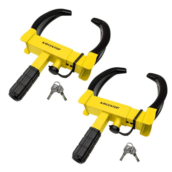 Wheel Clamp Lock Universal Security Tire Lock Anti Theft Lock Fit Most Vehicles Max 10" Tire Width and 7" Reach for Trailers SUV Boats ATV's Motorcycles Golf Cart 2 Packs 4 Keys Alike