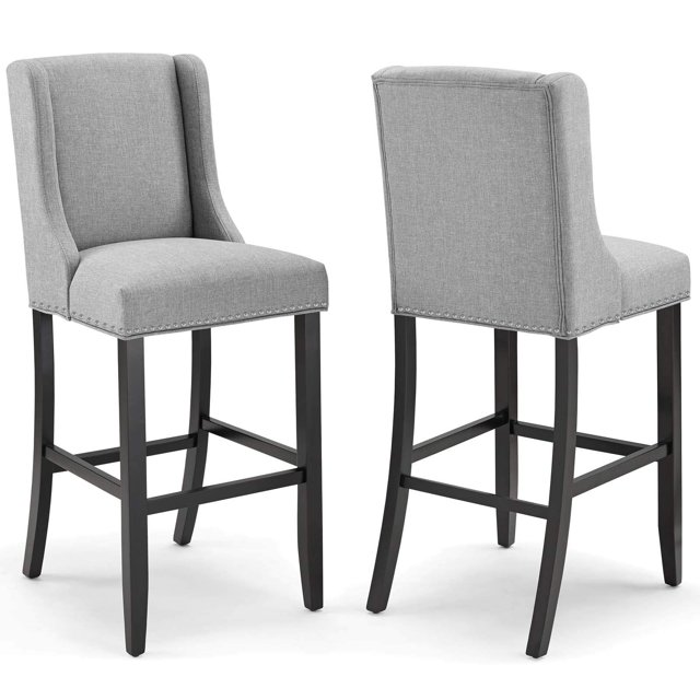Modway Baron Tabouret Tissu Rembourré Set de 2, Gris Clair