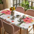 thumbnail image 3 of Spring Flowers Table Cloths for 4 Foot Rectangle Tables, Pastoral Daisy Leaves Rustic Botanical Patio Waterproof Elastic Fitted Tablecloths, Washable Rectangular Table Cover for Camping, 3 of 8