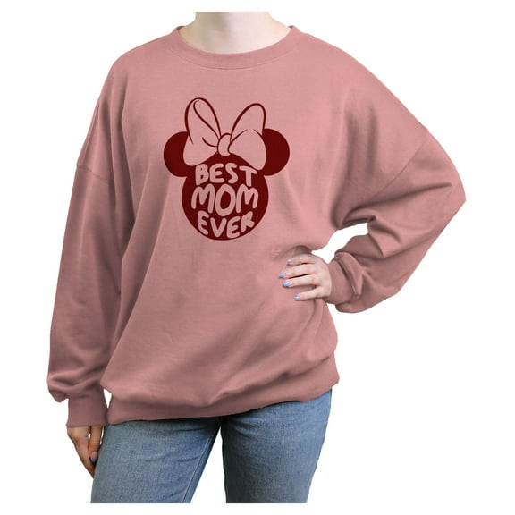 Junior's Minnie Mouse Best Mom Ever Classic Silhouette  Sweatshirt Desert Pink Medium