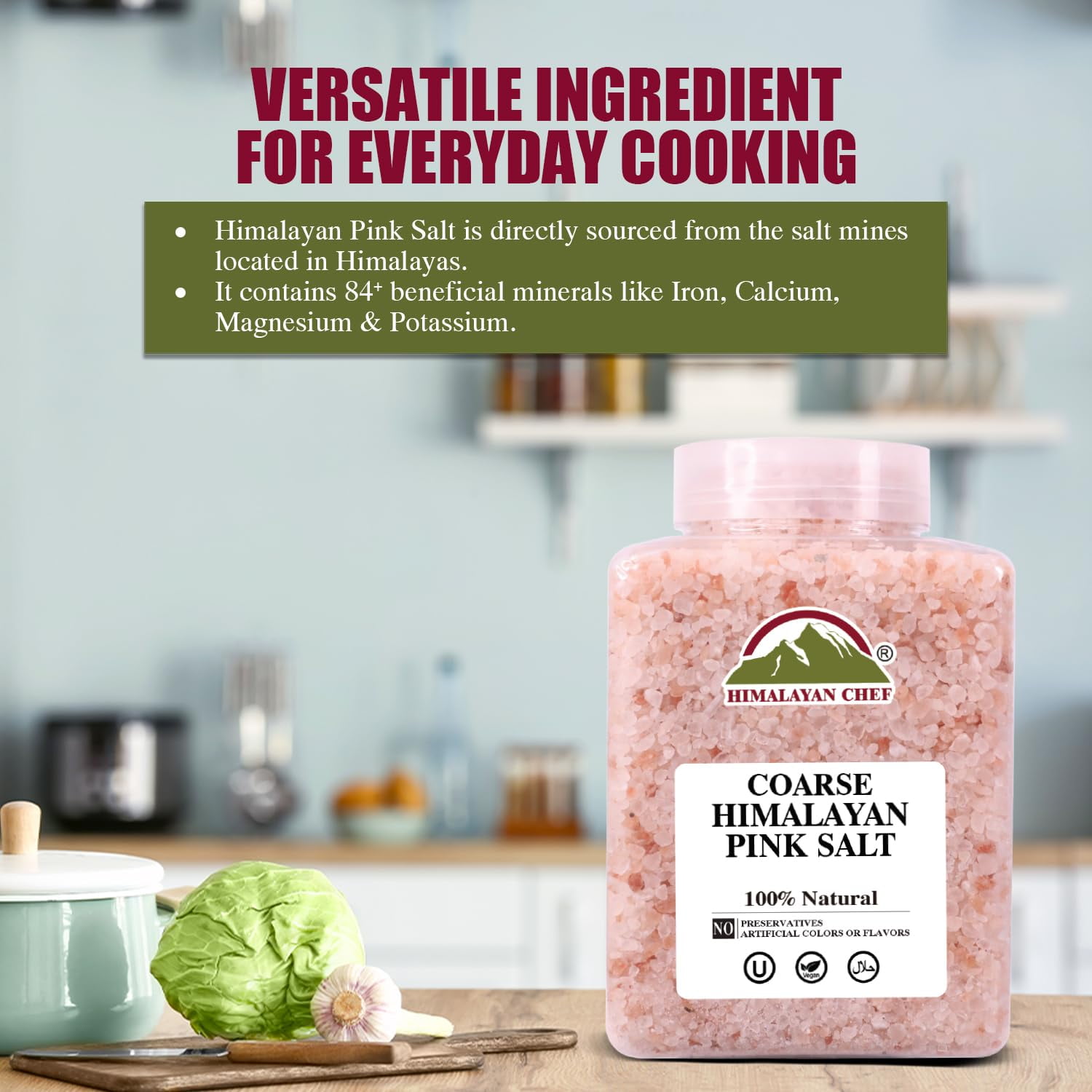 Himalayan Chef Coarse Pink Himalayan Salt, 5 lbs 2-Pack - Pure, Natural, Mineral-Rich, Kosher, Ideal for Grinder Refills, Cooking, Seasoning, Baking