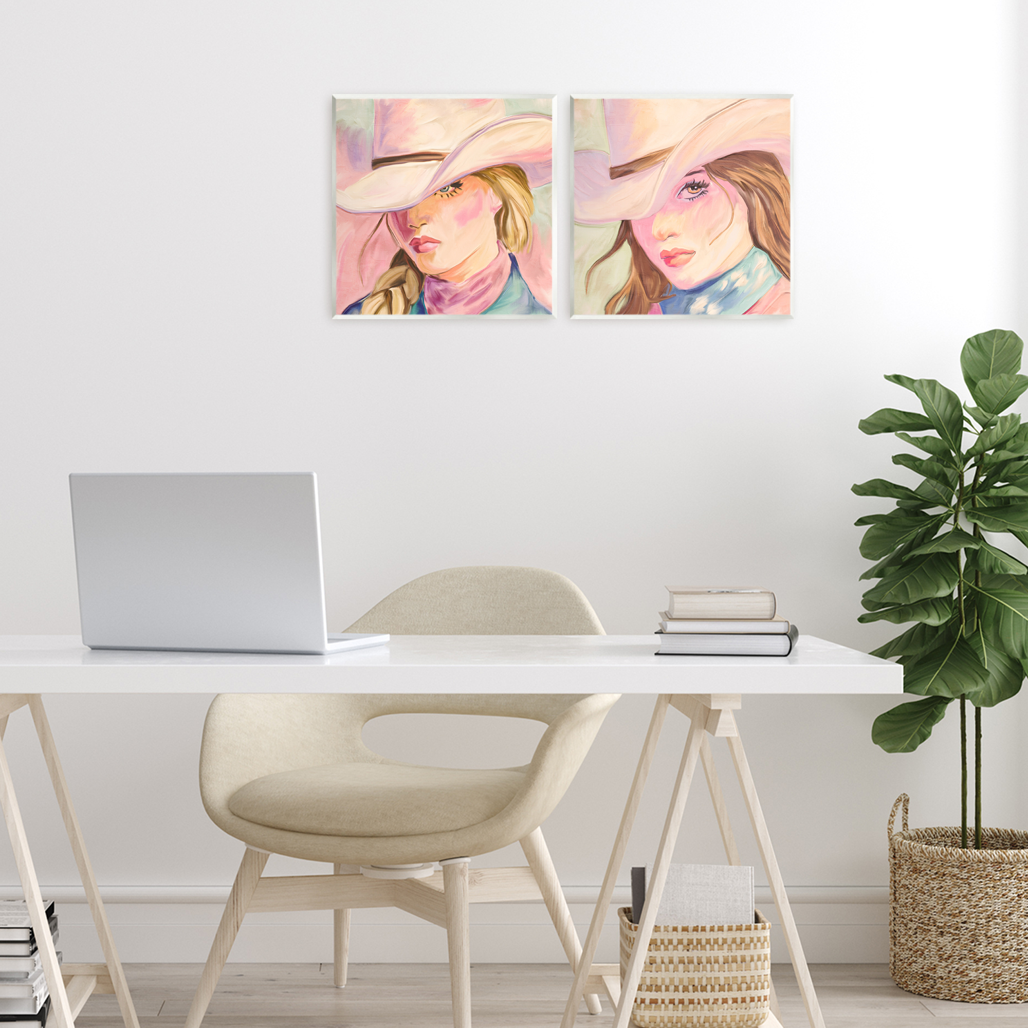 Pastel Cowgirls Gazing 2 Piece Wall Plaque Art Set, design by Kim Allen