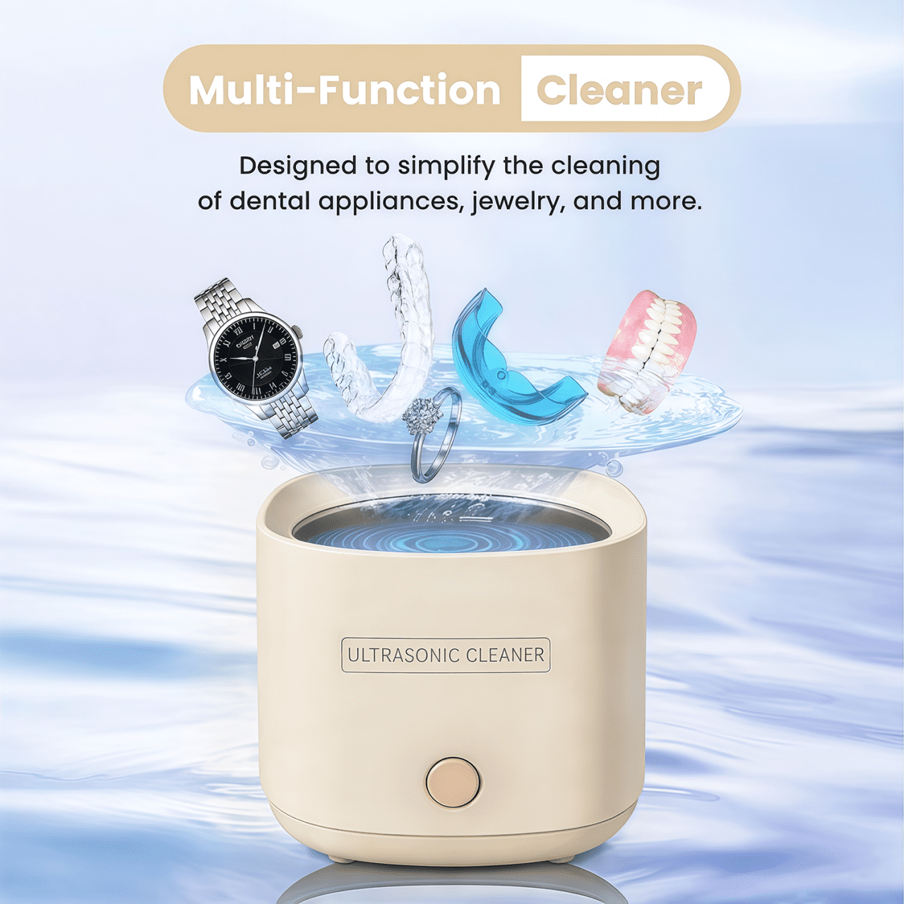 Enroslu Ultrasonic Cleaner for Dentures, 42kHz Portable Professional Ultra Sonic Machine Jewelry, Mouth Guard, Rings, Silver, Watches, Diamonds, Coins, Razors